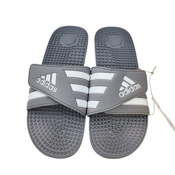Adidas Adissage Slides Sandal Grey & White Men's 16 New Casual Pool Beach HQ4373 - Picture 4 of 8